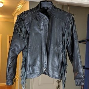 Harley Davidson leather riding jacket with fringe